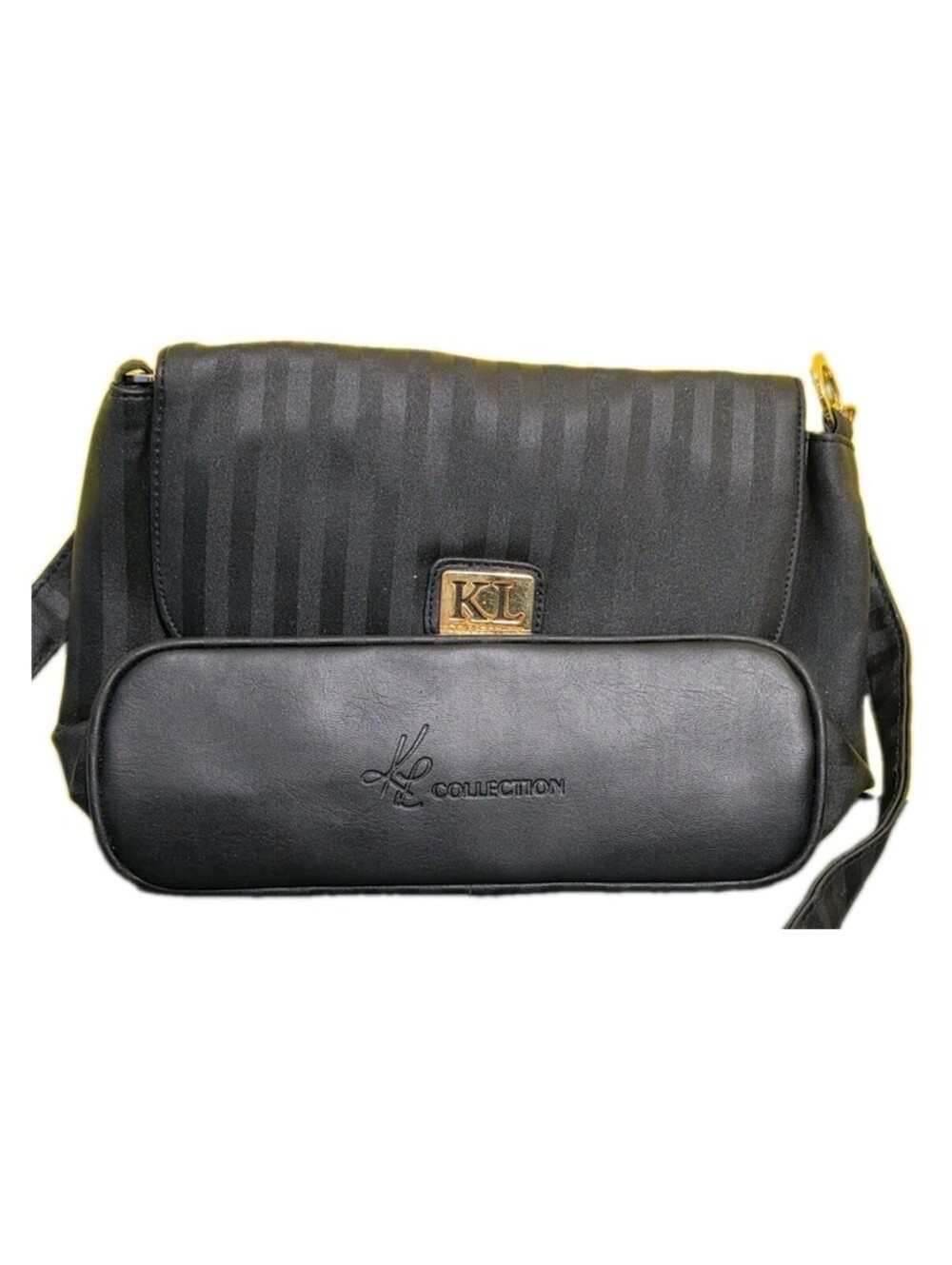 NEW VTG Kathie Lee Black Striped Tote Bag Purse